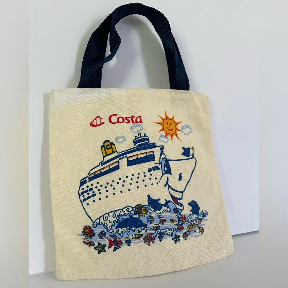 🦋 5/$25 - Vintage Costa Mini Canvas Cruise Small Tote Bag